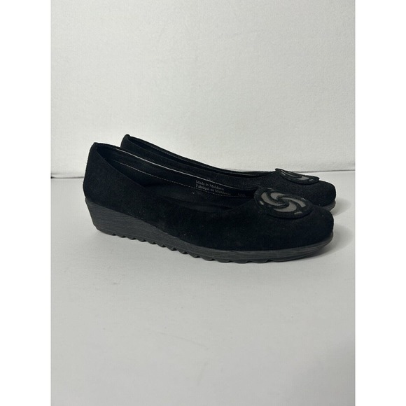 The Flexx Wedge Shoes EU 38 US 7 Medallion Black Suede Slip On - Picture 1 of 6